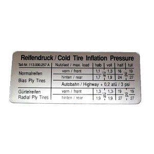 STICKER TYRE PRESSURE - AC853971